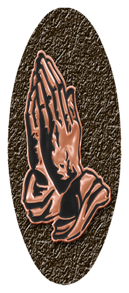 Copper Praying Hands Bronze Background